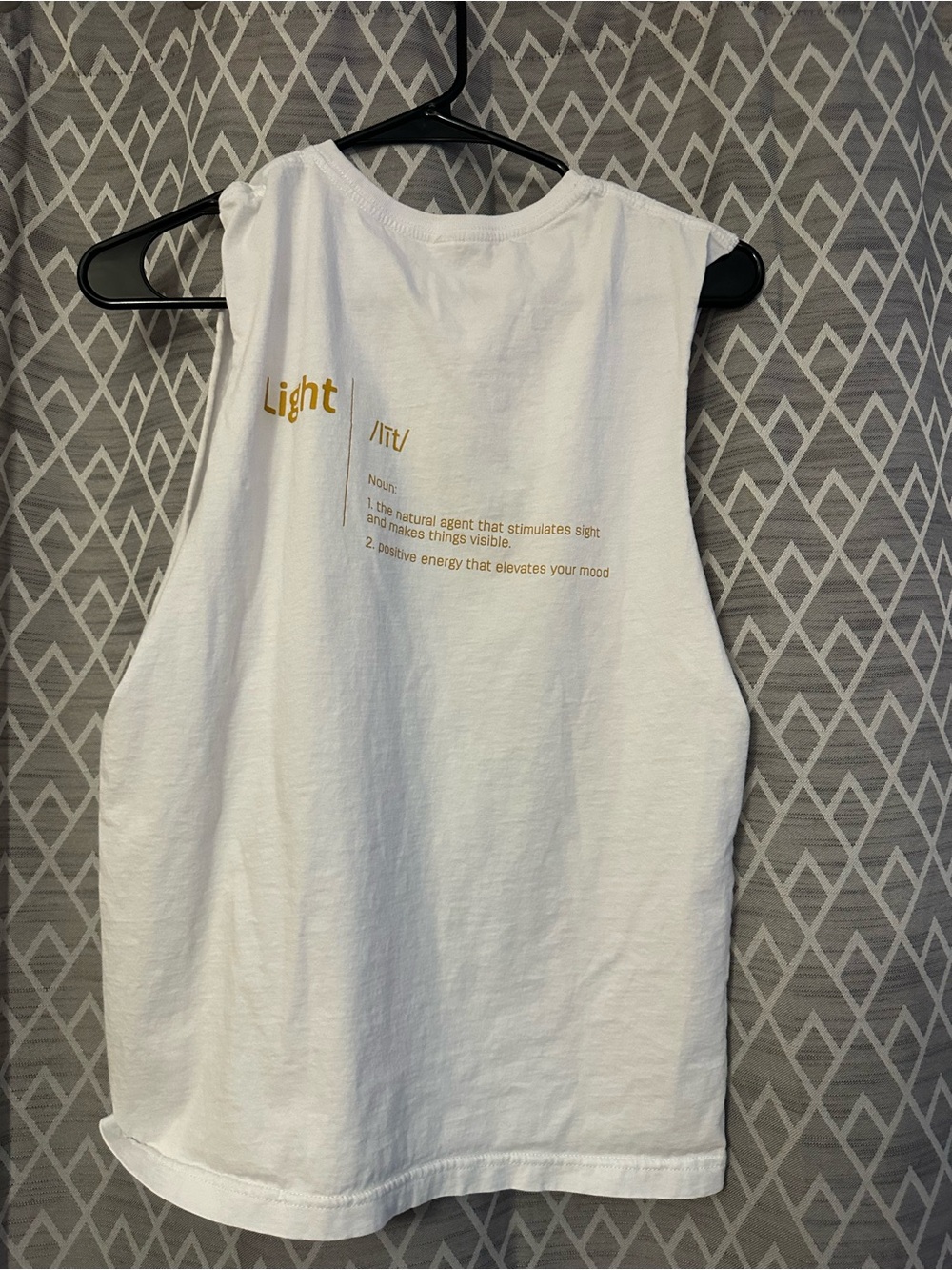 Zyia White Sleeveless Tee with Golden Yellow 'LIGHT' Graphic - Picture 2 of 2